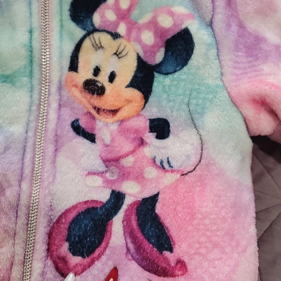 ♥️5 For $25DISNEY MINNIE MOUSE Cozy zip up jacket with hood and pockets size 4T - Picture 5 of 14